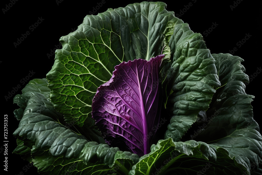 Obraz premium Black cabbage, black isolated background