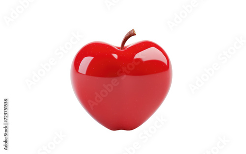 heart red color apple shaped on white or PNG transparent background.