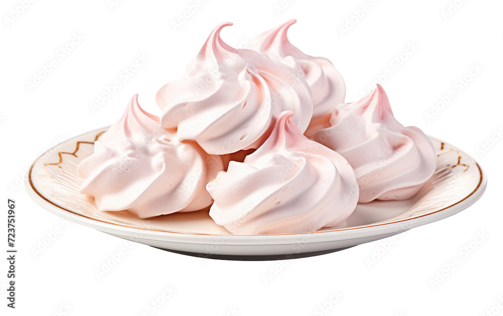 plate with beautiful meringue on white or PNG transparent background. plate with beautiful meringue on white or PNG transparent background.