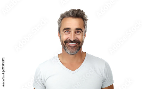 man looking with smiles human look on white or PNG transparent background.
