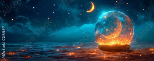Glowing Moon Ball: A Celestial Celebration of the Full Moon Generative AI photo