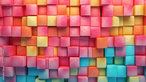 Brick wall background, candy colors grunge texture or pattern for design. Generative ai