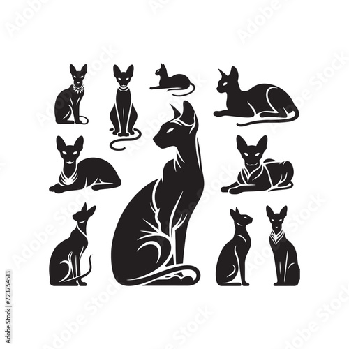 Royal Guardian: Sphinx Cat Silhouette Series Illustrating the Majestic Presence - Sphinx Cat Illustration - Sphinx Cat Vector 