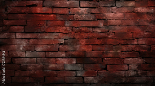 Brick wall background, dark red colorful grunge texture or pattern for design. Generative ai photo