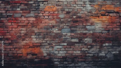 Brick wall background, dusty colors grunge texture or pattern for design, wallpaper. Generative ai