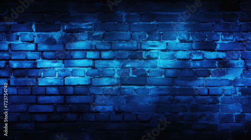 Brick wall background  electric blue grunge texture or pattern for design. Generative ai