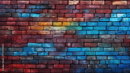 Brick wall background, jazzy colorful grunge texture or pattern for design. Generative ai