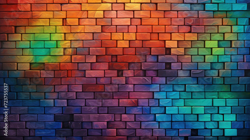Brick wall background  prismatic colorful grunge texture or pattern for design. Generative ai