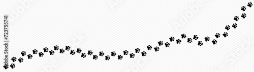 Paw footprints paths. Paws print trail on white background. paw tread footprints vector illustration 