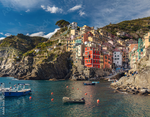 Photos Riomaggiore, the first of the Cinque Terre towns, a village in the province of La Spezia, situated in a small valley in the Liguria region of Italy