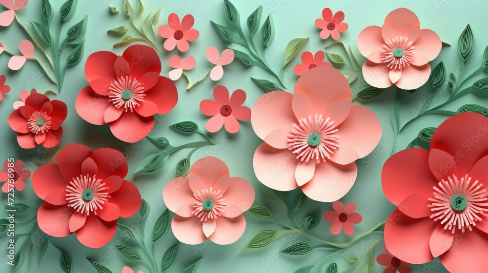 8 march background with flowers and leaves