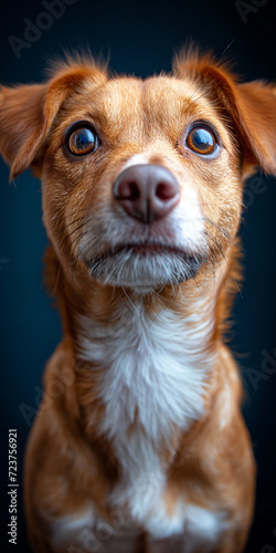 Hunde Gesicht mit großer Schnauze schaut in die Kamera als Nahaufnahme für Poster, ai generativ