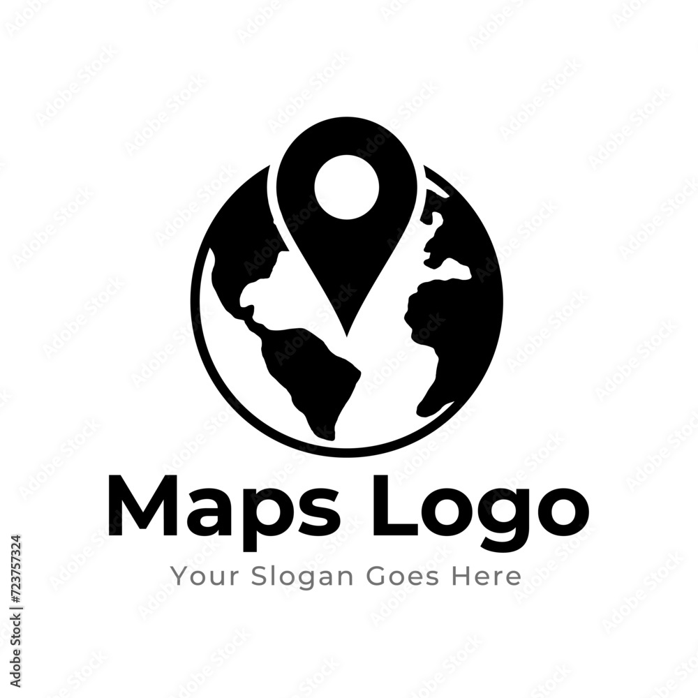 Map Pin Logo Design Element. Map pin location icon logo design
