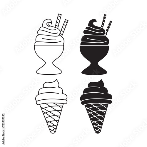 Ice cream shop logo badges and labels, gelateria signs. logotypes for cafeteria or bar.