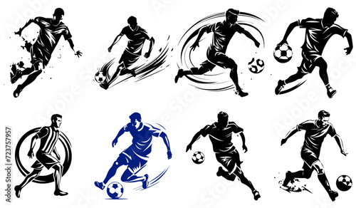 Soccer players. Set of soccer players. Vector illustration ready for vinyl cutting