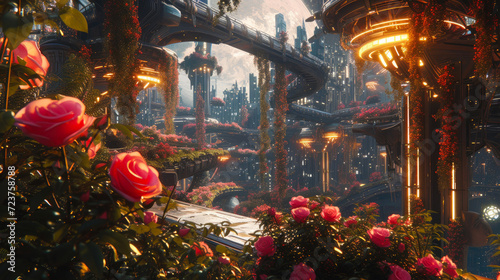 City of Petal Dreams: A Futuristic Rose Haven