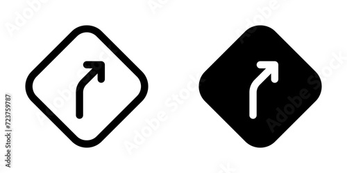 Editable curve right vector icon. Map, location, navigation. Part of a big icon set family. Perfect for web and app interfaces, presentations, infographics, etc