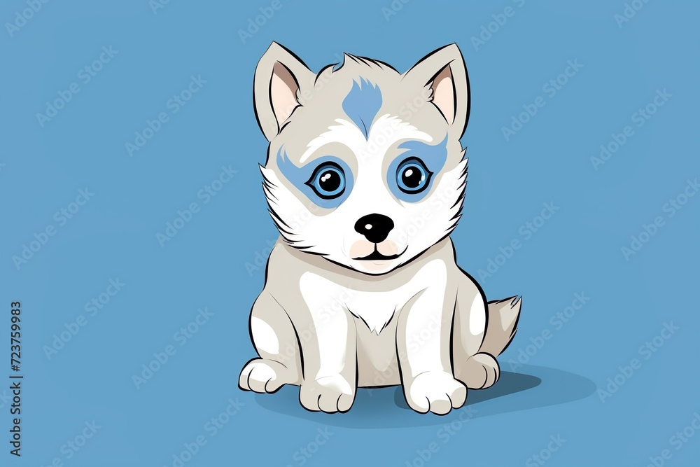 cute hand drawn husky dog flat illustration cute hand drawn husky dog flat illustration