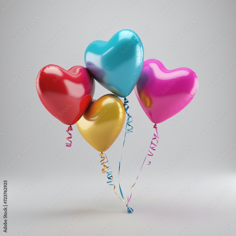 Valentine's day background with full color balloons Heart shape. February 14, love. Romantic wedding greeting card.Women's, Mother's day.