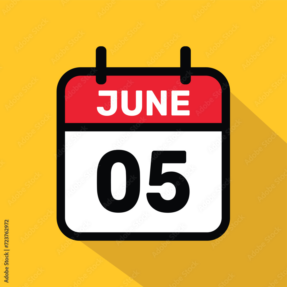 Calendar 5 June Vector illustration background design. Calendar 5 June Vector illustration background design.