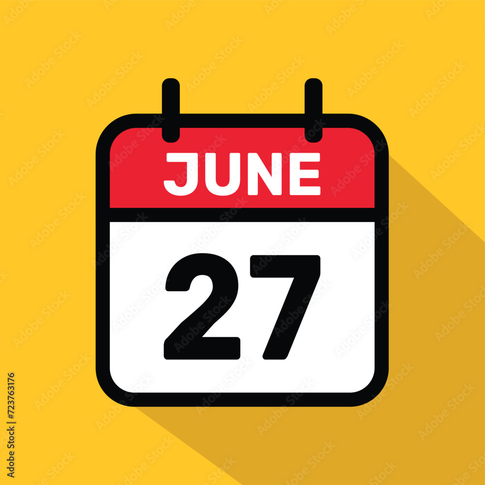 Calendar 27 June Vector illustration background design. Calendar 27 June Vector illustration background design.