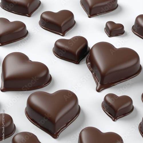 Chocolate Heart. Realistic dark chocolate candy. Concept of Love, Happy Valentine's Day, Gift, Holiday Decoration, Dessert, Yummy. Icon isolated on white grey.
