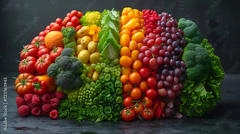 human brain made of variety of colorful vegetables, concept of vegetarian, isolated background