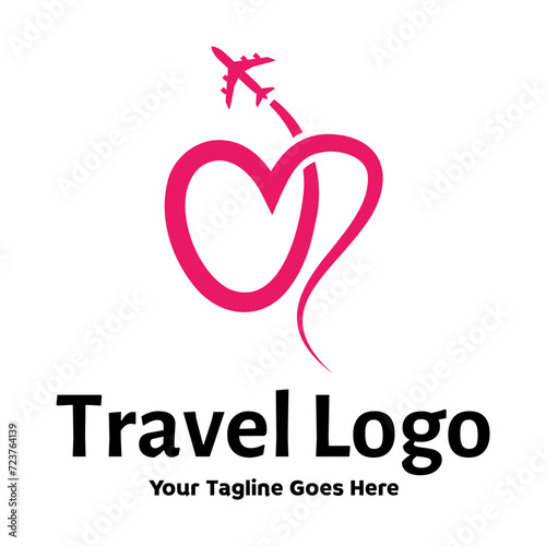Travel Love Logo, Editable Vector Logo Template Vector. Love Trip Travel Logo Design Template