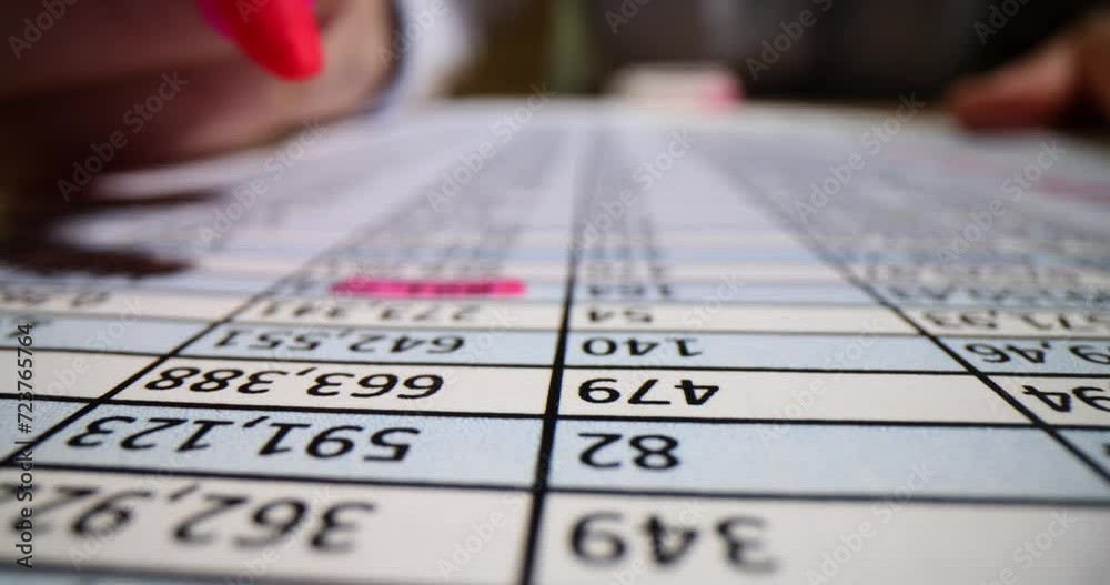 Bank document errors numbers marked with red marker closeup Bank document errors numbers marked with red marker closeup