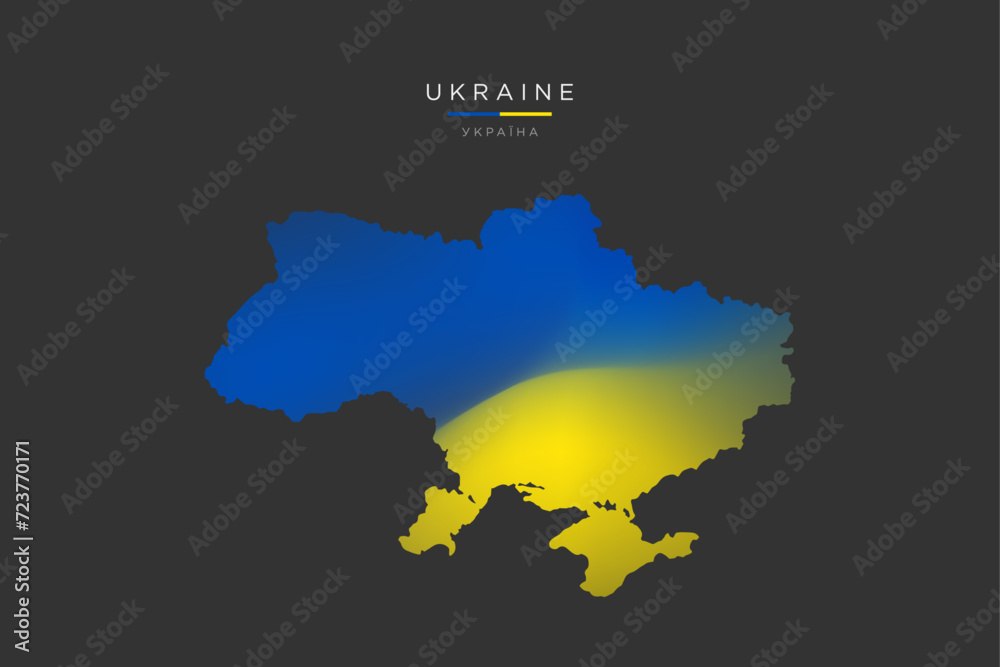 map of Ukraine, colors of the flag of Ukraine. vector image