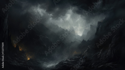 Dark foggy atmosphere abstract background © LFK