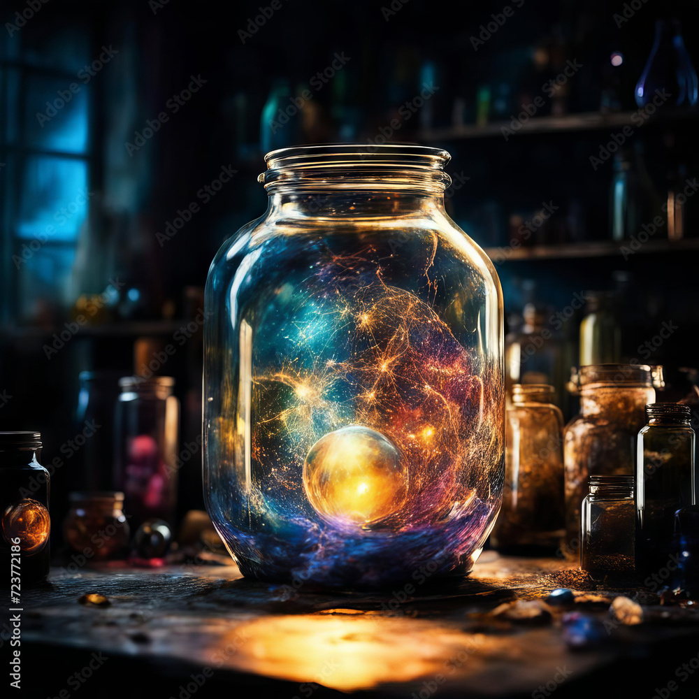 Magical energy in a glass jar. Magical energy in a glass jar.