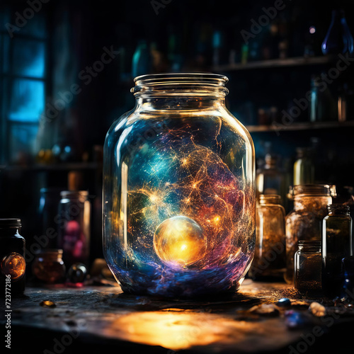 Magical energy in a glass jar.