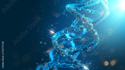 Spiral human DNA glowing blue