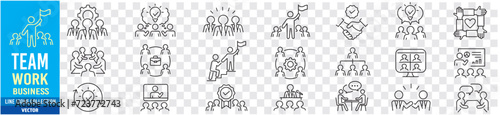 Teamwork Business Co-worker Group Cooperation Collaboration Leader Leadership Manager Management editable stroke icons set collection vector