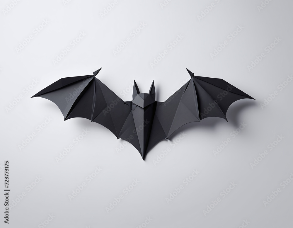 Naklejka premium Animal bird origami bats shape origami on orange background