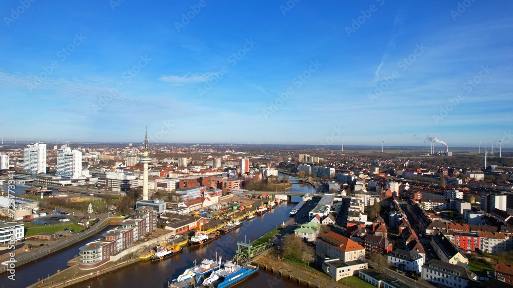 Obraz premium Bremerhaven - Germany - fantastic view over the city with its skyline