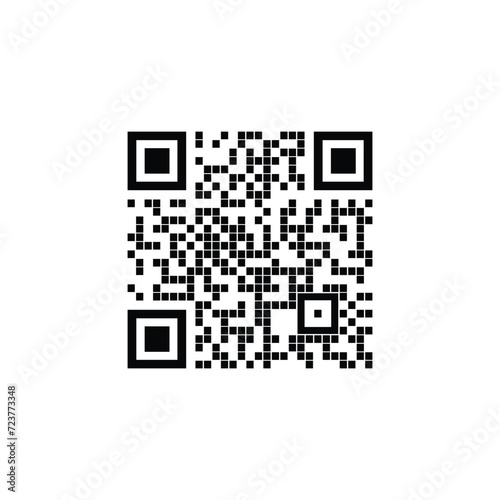 Qr code icon. Simple black symbol on white background. Flat vector illustration. Barcode element design for illustration