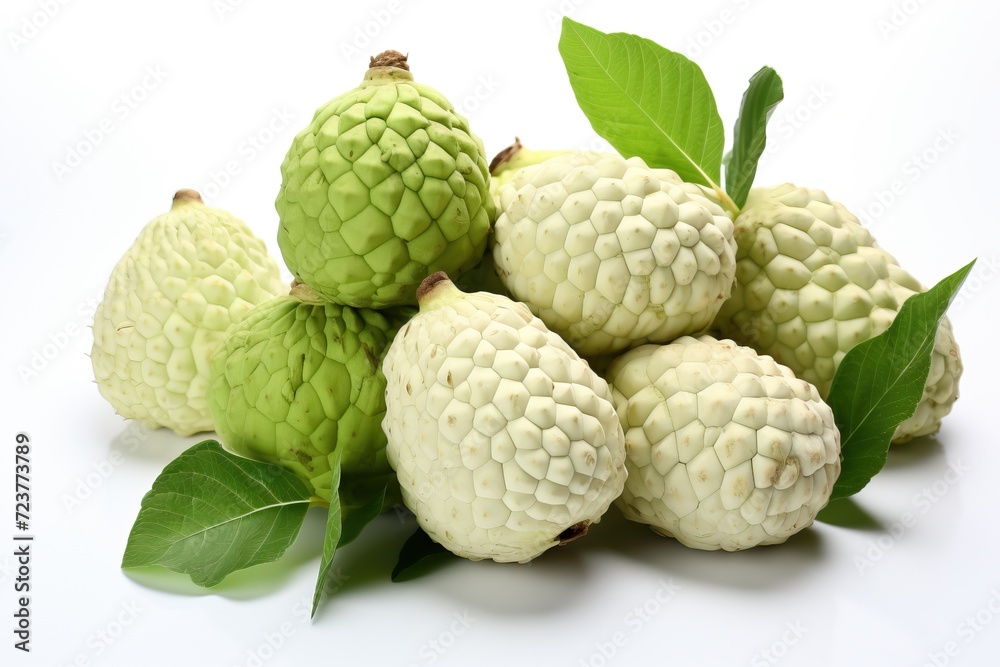 Fototapeta premium cherimoya isolated on white background with copy space close-up.