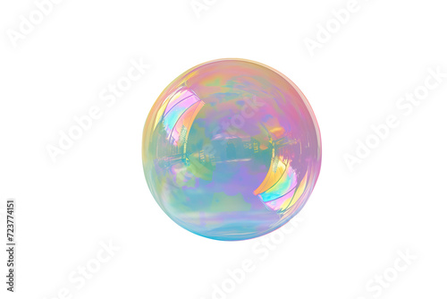 Iridescent soap bubble on multicolored