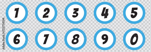 Numbers icon set on transparent background. Number Bullet Point Colorful Arrow Set 1 to 10.