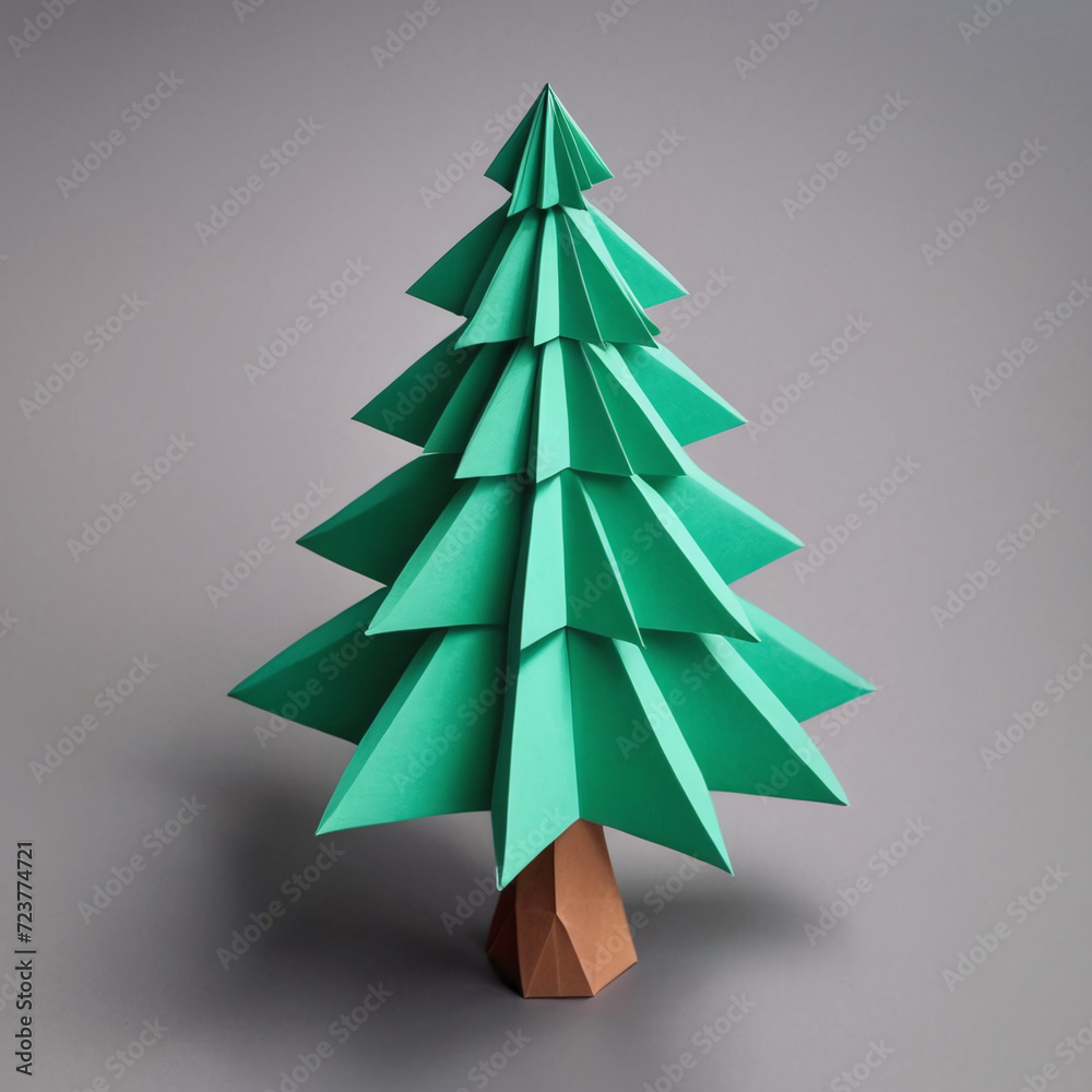 Christmas 3D origami pine tree. More and more people are using their mobile phones to learn how to do crafts Christmas 3D origami pine tree. More and more people are using their mobile phones to learn how to do crafts