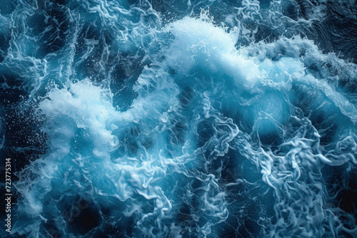 Top view dark blue sea water wave Big wave in black sea Top-down form aerial view Drone. © Tjeerd