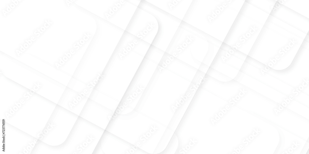 Fototapeta premium Modern Abstract white background design with layers of textured white transparent material in triangle and squares shapes. White color technology concept geometric line vector background.
