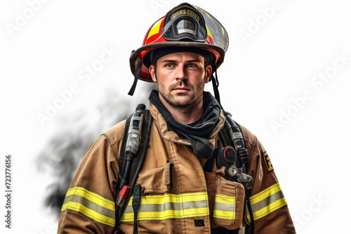 Firefighter man isolated white background © LFK