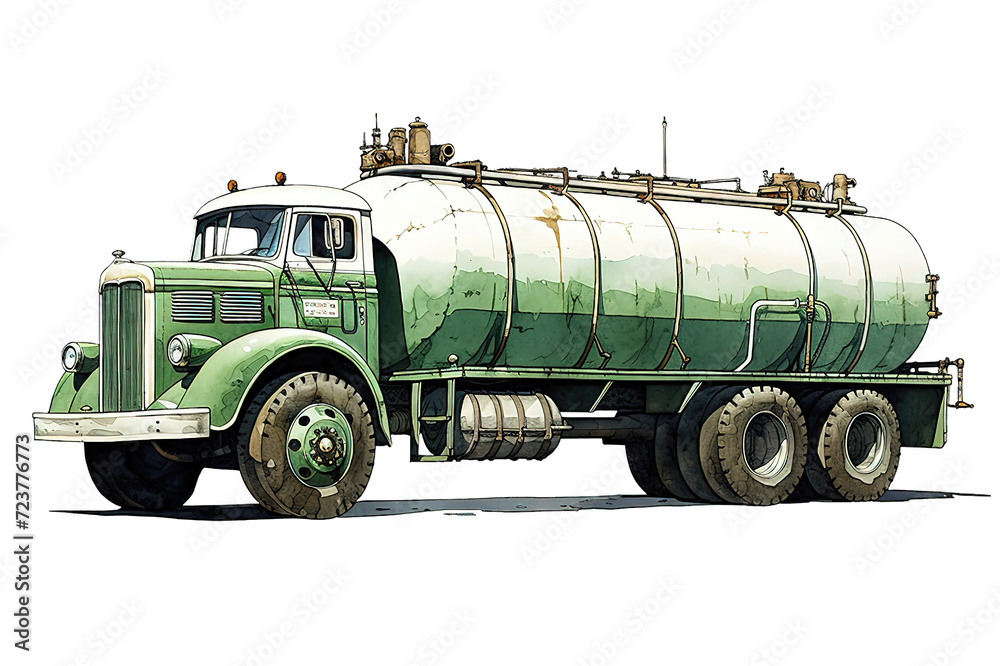 Fuel gas tanker truck isolated. 3D rendering. isolated on a Transparent background. Generative AI