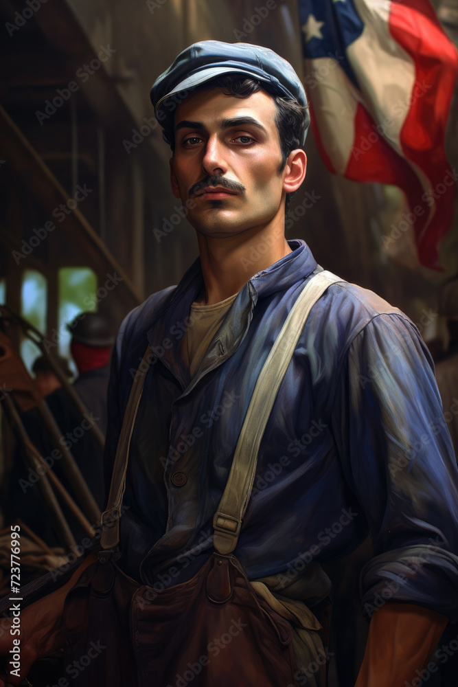 Obraz premium French worker man portrait