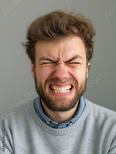 Head portrait of an expressive man. 