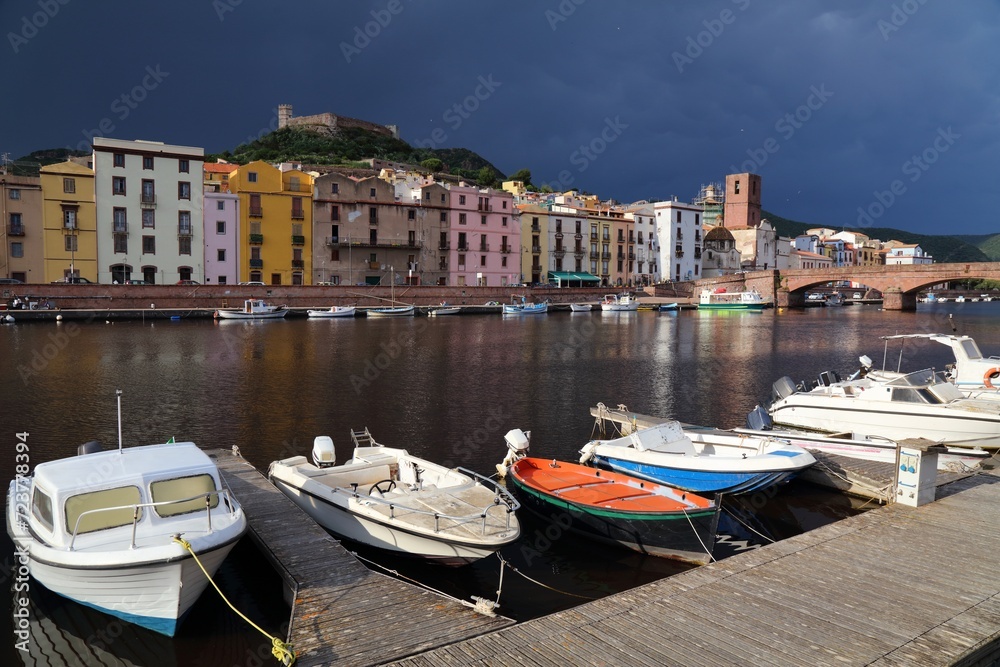 Sardinia - Bosa town in rainy weather