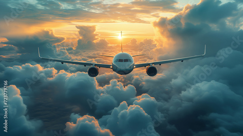 Airplane racing through dynamic soft clouds